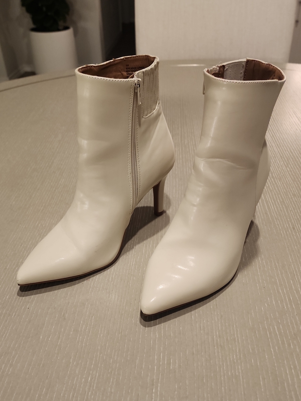 Lane Bryant Cream Pointed Toe Ankle Booties with Stiletto Heel